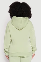 Womens Plus Size Lover Bear Hooded Sweatshirt, Green, Size 1X