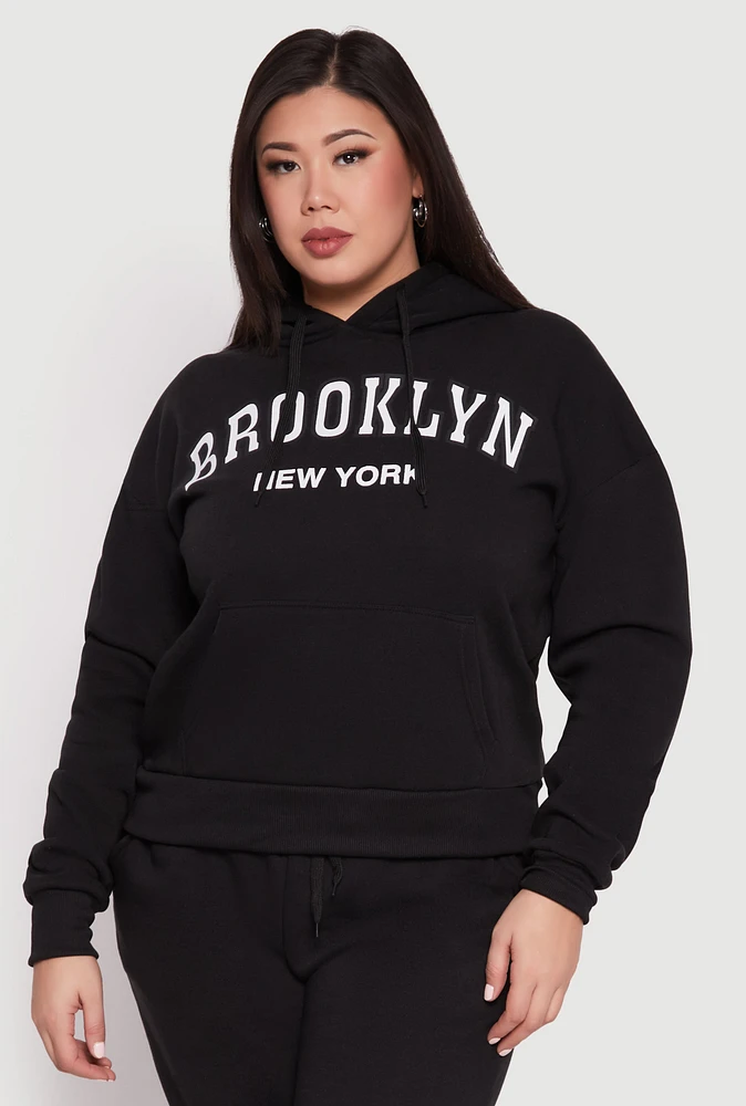 Womens Plus Fleece Brooklyn Pullover Hoodie, 2X