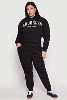 Womens Plus Size Fleece Brooklyn Pullover Hoodie, Black, Size 1X