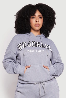 Womens Plus Size Fleece Brooklyn Pullover Hoodie, Grey, Size 3X