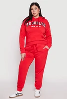 Womens Plus Fleece Brooklyn Pullover Hoodie, Red,