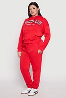 Womens Plus Fleece Brooklyn Pullover Hoodie, Red,