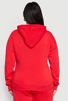 Womens Plus Fleece Brooklyn Pullover Hoodie, Red,