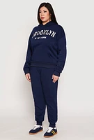 Womens Plus Fleece Brooklyn Pullover Hoodie,