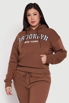 Womens Plus Fleece Brooklyn Pullover Hoodie,