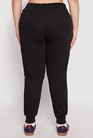 Womens Plus Fleece High Waisted Drawstring Joggers,