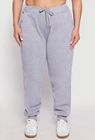 Womens Plus Size Fleece High Waisted Drawstring Joggers, Grey, Size 2X