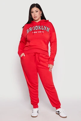 Womens Plus Size Fleece High Waisted Drawstring Joggers, Red, Size 2X