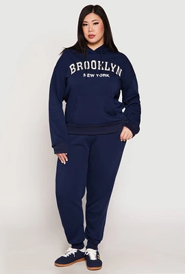 Womens Plus Fleece High Waisted Drawstring Joggers,
