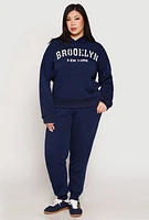 Womens Plus Fleece High Waisted Drawstring Joggers,