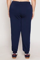 Womens Plus Fleece High Waisted Drawstring Joggers,