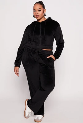 Womens Plus Velour Wide Leg Pants,