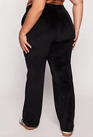 Womens Plus Velour Wide Leg Pants,