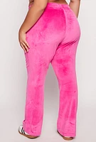 Womens Plus Size Velour Wide Leg Pants, Pink, Size 1X