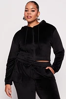 Womens Plus Velour Cropped Zip Front Hoodie,