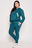 Womens Plus Size Fleece Luxury Graphic Hoodie, Green, Size 1X