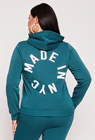 Womens Plus Size Fleece Luxury Graphic Hoodie, Green, Size 1X
