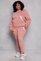 Womens Plus Size Fleece Luxury Graphic Hoodie, Pink, Size 1X