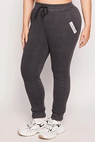 Womens Plus Fleece Luxury Graphic Drawstring Joggers,