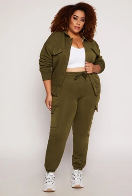 Womens Plus Size Cargo Sweatpants, Green, Size 2X