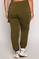 Womens Plus Size Cargo Sweatpants, Green, Size 2X