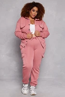 Womens Plus Size Cargo Sweatpants, Pink, Size 3X