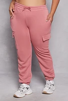 Womens Plus Size Cargo Sweatpants, Pink, Size 3X