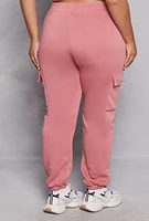 Womens Plus Size Cargo Sweatpants, Pink, Size 3X