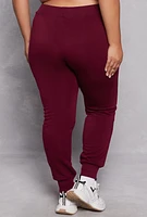 Womens Plus Size Varsity Stripe Detail Joggers, Burgundy, Size 2X