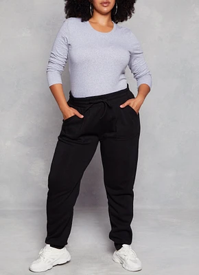 Womens Plus Fleece Drawstring Joggers,