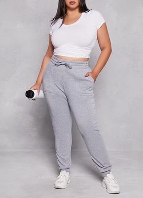 Womens Plus Size Fleece Drawstring Joggers, Grey, Size 2X