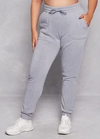 Womens Plus Size Fleece Drawstring Joggers, Grey, Size 2X