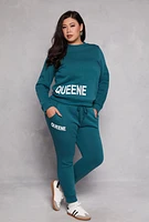 Womens Plus Queene Puff Print Fleece Lined Sweatshirt, 2X
