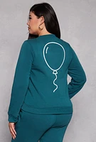 Womens Plus Queene Puff Print Fleece Lined Sweatshirt, 2X