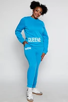 Womens Plus Queene Puff Print Fleece Lined Sweatshirt,