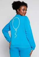 Womens Plus Queene Puff Print Fleece Lined Sweatshirt,