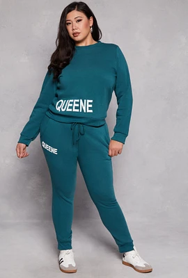 Womens Plus Size Queene Joggers, Green, Size 1X