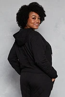 Womens Plus Size Quilted Hoodie, Black, Size 1X