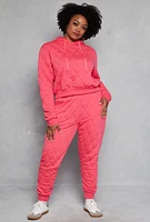 Womens Plus Size Quilted Hoodie, Pink, Size 3X