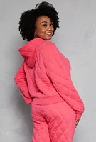 Womens Plus Size Quilted Hoodie, Pink, Size 3X