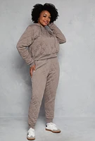 Womens Plus Size Quilted Hoodie, Grey, Size 2X