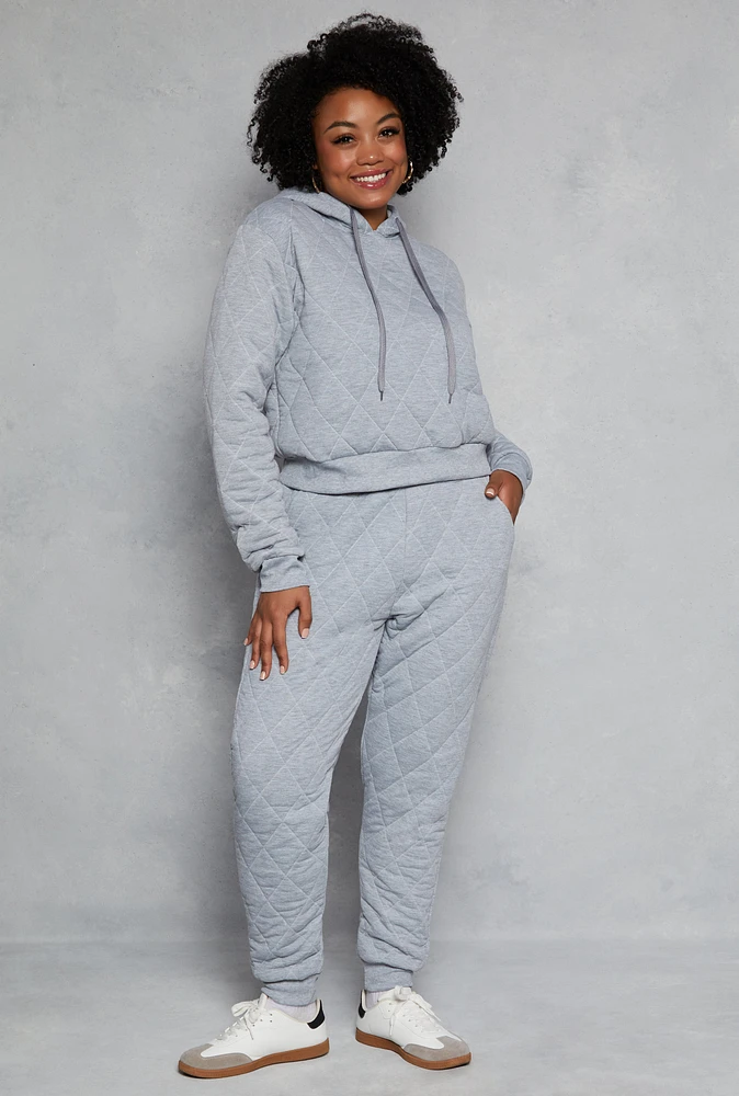 Womens Plus Quilted Toggle Drawstring Joggers,