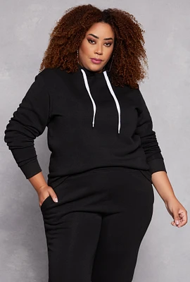 Womens Plus Fleece Pullover Hoodie,