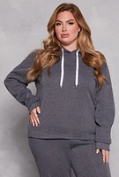 Womens Plus Fleece Pullover Hoodie, Grey,