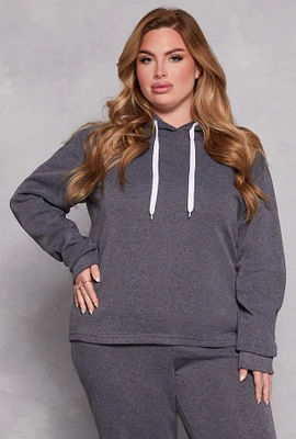 Womens Plus Size Fleece Pullover Hoodie, Grey, Size 2X