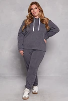 Womens Plus Fleece Pullover Hoodie, Grey,