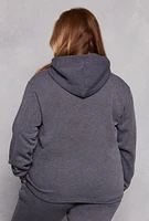 Womens Plus Fleece Pullover Hoodie, Grey,