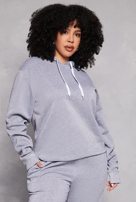 Womens Plus Fleece Pullover Hoodie, Grey,