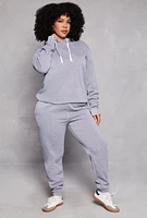Womens Plus Fleece Pullover Hoodie, Grey,