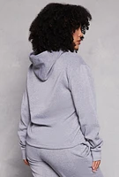 Womens Plus Fleece Pullover Hoodie, Grey,